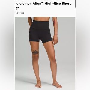 lululemon Align™ High-Rise Short 4" black